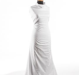 Brokát bavlna směs geometrický vzor bílý