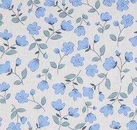 Viskozová šatová látka drobné květy pastel modrá