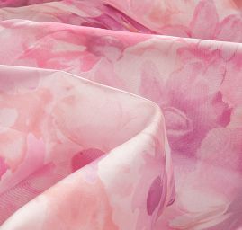 Organza tisk květin růžová/fialová