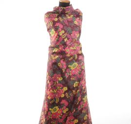 Organza tisk květin fialová