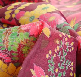 Organza tisk květin fialová