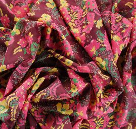 Organza tisk květin fialová