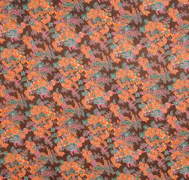 Organza tisk květin hnědá