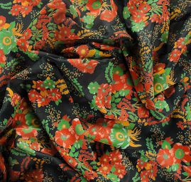 Organza tisk květin černá