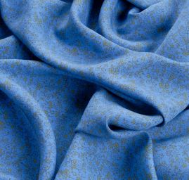 Viskozová letní látka kytičkový motiv modro/žlutá