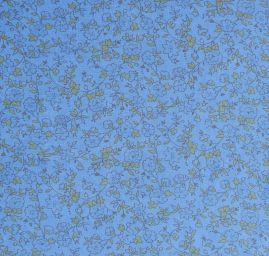 Viskozová letní látka kytičkový motiv modro/žlutá