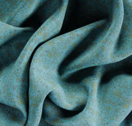 Viskozová letní látka kytičkový motiv zeleno/žlutá