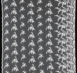 Krajka tyl bordurová výšivka rokajl/korálky bílá