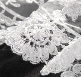 Krajka výšivka na tylu rokajl/perličky/flitry bílá