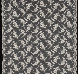 Krajka výšivka na tylu korálky/rokajl/perličky