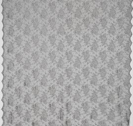 Efektní pružná krajka černostříbrná květinový motiv