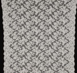 Krajka výšivka na tylu květinový motiv slonová kost