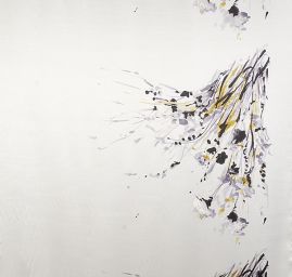 Satén hedvábný tisk malba květy