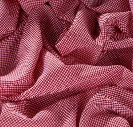 Bavlněná látka oboustranná kostka červená/bílá