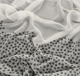 Hedvábný žoržet s tylovou aplikací slonová kost