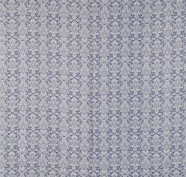 Viskozová šatová látka ornament modrá/bílá