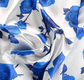Mikado tkanina se vzorem modrých růží 