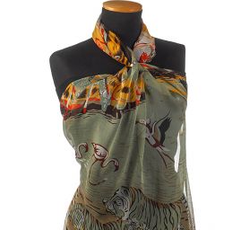 Hedvábný šifon zvířecí vzor 