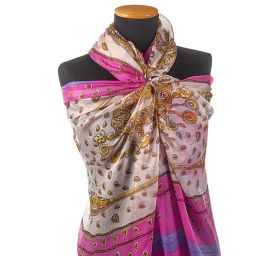 Hedvábný šifon slzičky/jezdec na koni růžový