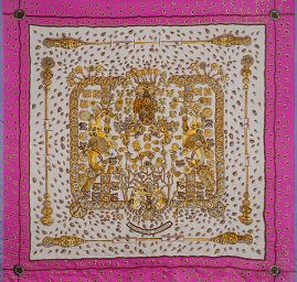 Hedvábný šifon slzičky/jezdec na koni růžový