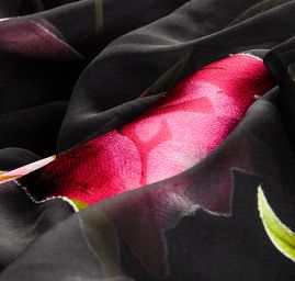 Hedvábný šifon/satén tulipány