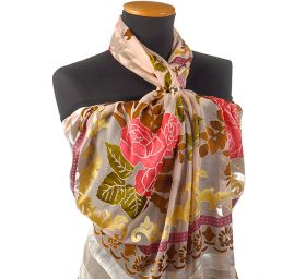 Hedvábný šifon/satén růže