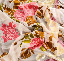 Hedvábný šifon/satén růže