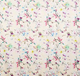 Hedvábný satén květinový motiv magnolie