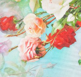 Hedvábný satén květinový motiv růže