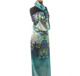 Hedvábný satén květinový motiv