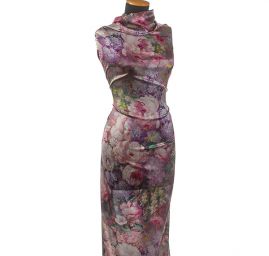 Hedvábný satén květinový motiv malba akvarel