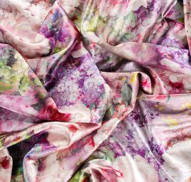 Hedvábný satén květinový motiv malba akvarel