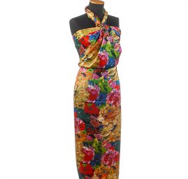 Hedvábný satén květinový motiv