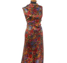 Hedvábný satén květinový motiv malba