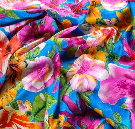 Hedvábný žakár tisk květinový vzor