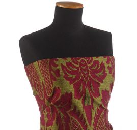 Replika historické tkaniny Rokoko fuchsiová/zelená