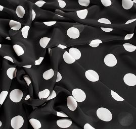 Šifon vzor puntík bílý/černý