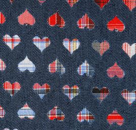 Efektní riflovina srdíčka/kostky