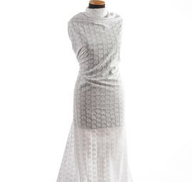 Madeira vyšívaná látka vzor spirála květy bílá II.jakost