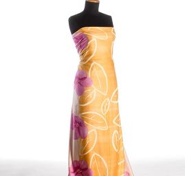 Viskozová látka na šaty s velkým květem