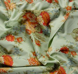 Bavlněné plátno světle zelená s květinovým vzorem 