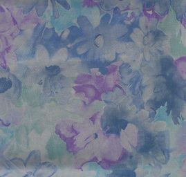 Organza tisk květin modrá/fialová