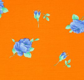 Viskózová látka vzor květy oranžová