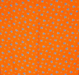 Viskózová látka vzor květy oranžová