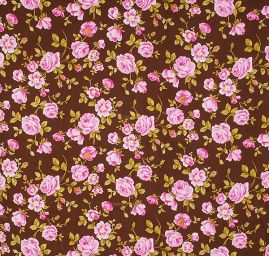 Viskozová látka imitace hedvábí květy hnědá