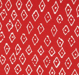 Viskózová látka geometrický motiv vínová/bílá