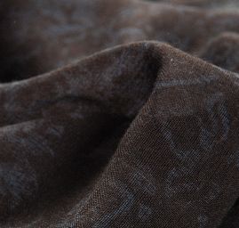 Voál bavlna směs květinový vzor tm.modrá/hnědá