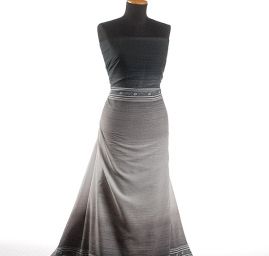 Bavlněná látka etamín pruhy/květy černá