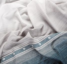 Bavlněná látka etamín pruhy/květy černá