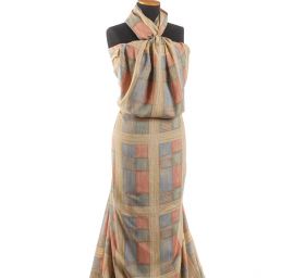 Viskózová letní látka geometrický vzor pastel růžová